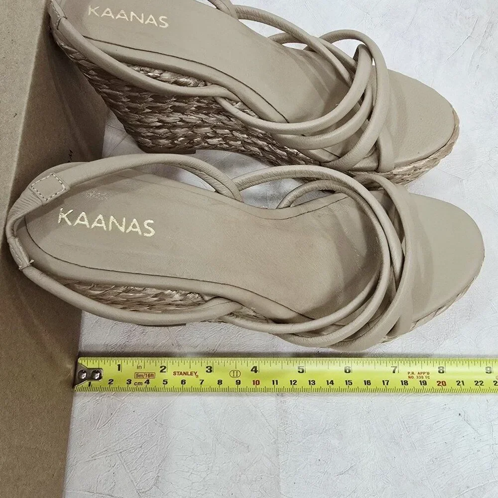 Kaanas - 8 M Margaritas Raffia‎ Strappy Wedge Sandal In Sand Leather